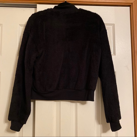 Express Black Sherpa Bomber Jacket - Picture 4 of 8